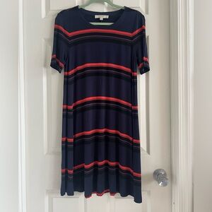 LOFT A line striped short sleeve dress. Navy blue. EUC! Size small.